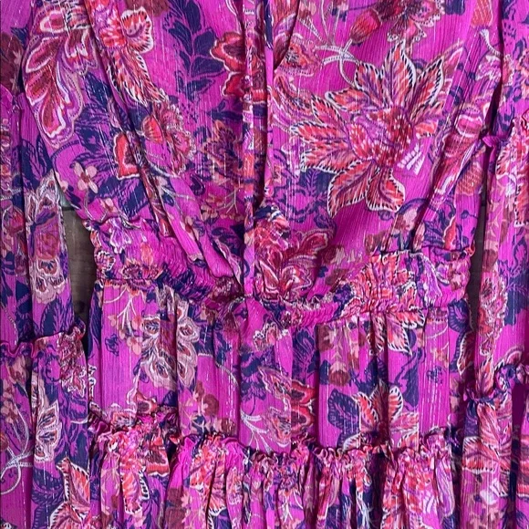 Misa Los Angeles Leeva fushia batik floral mini dress NWOT - Picture 6 of 12